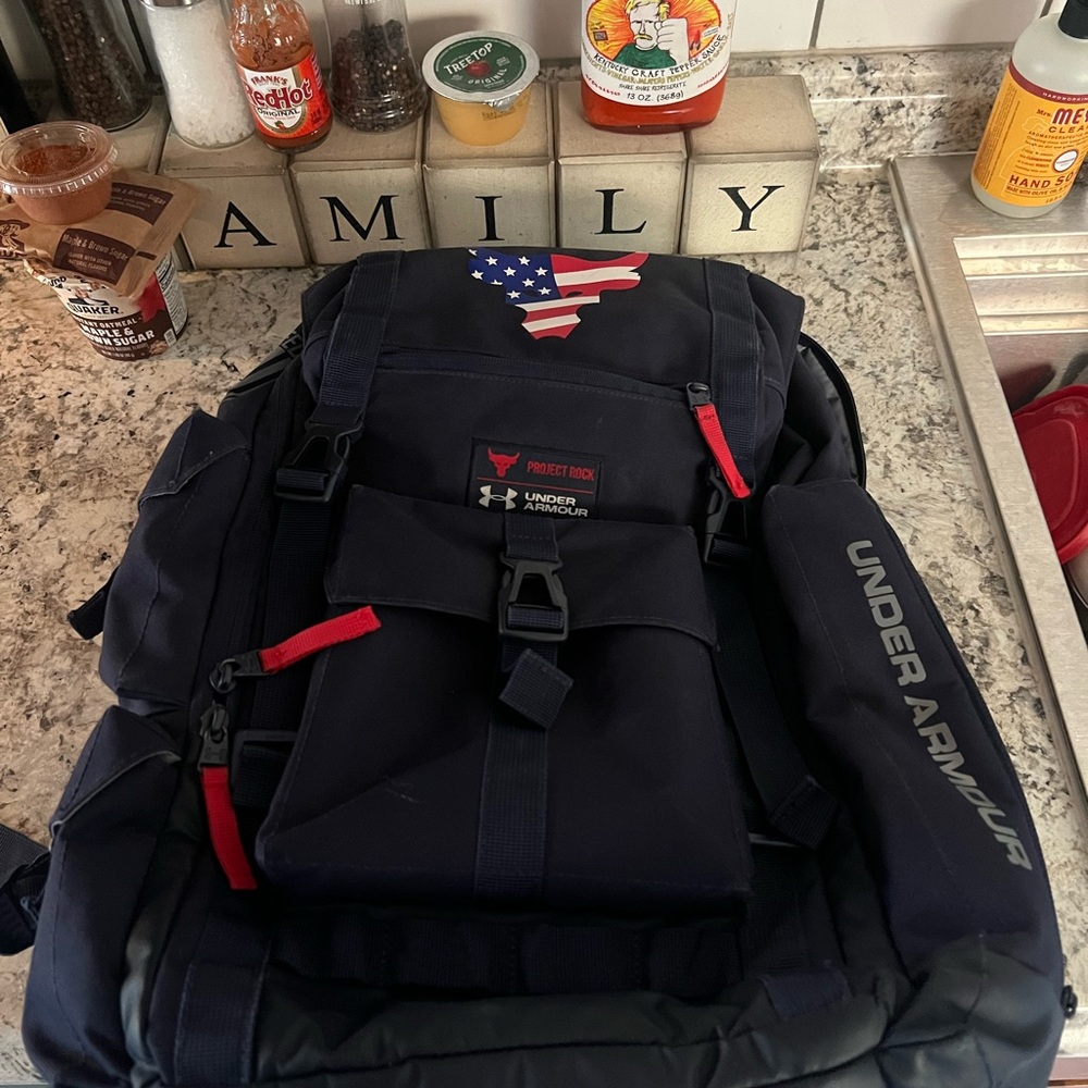Under Armour Black Backpack with Red Accents for Project Rock